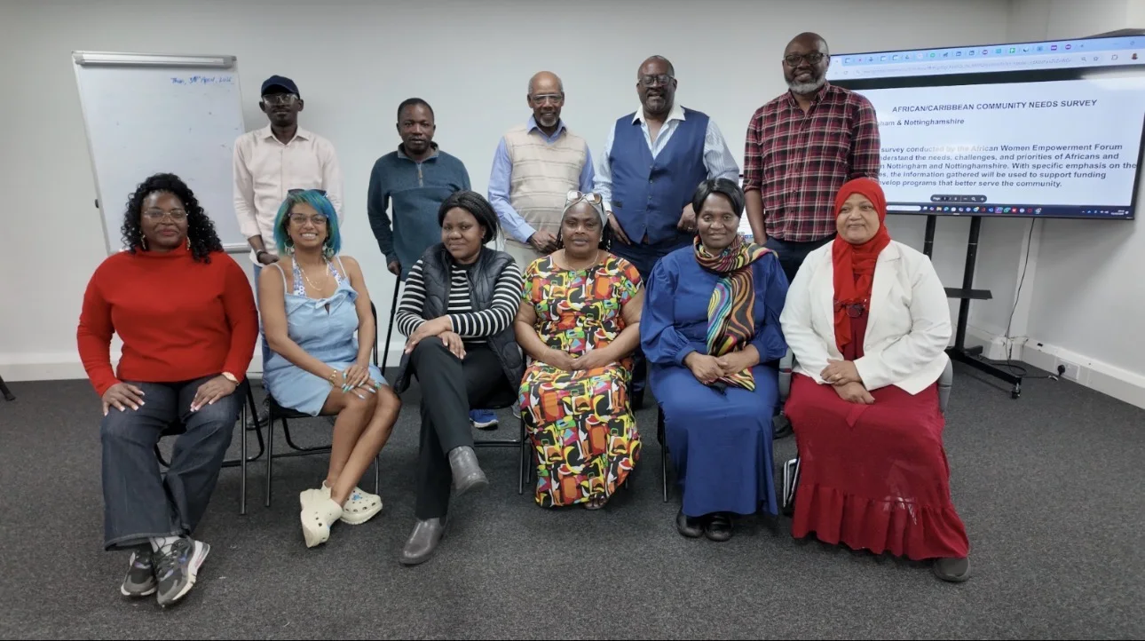 AWEF community members gathered after an African and Caribbean community needs survey session in Nottingham.